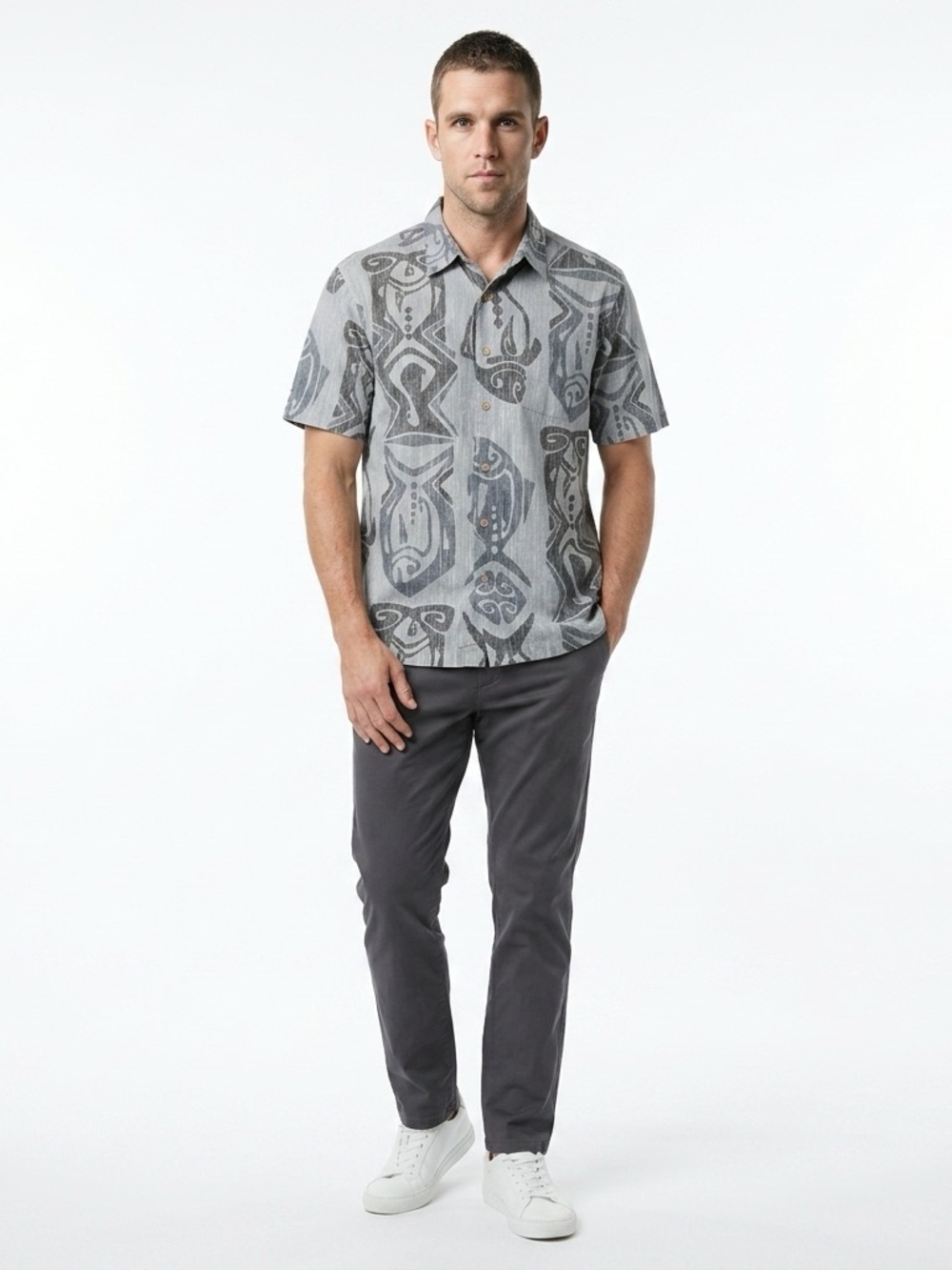 Men's Vintage QuickSilver Waterman Collection Short-Sleeve Button Down Shirt